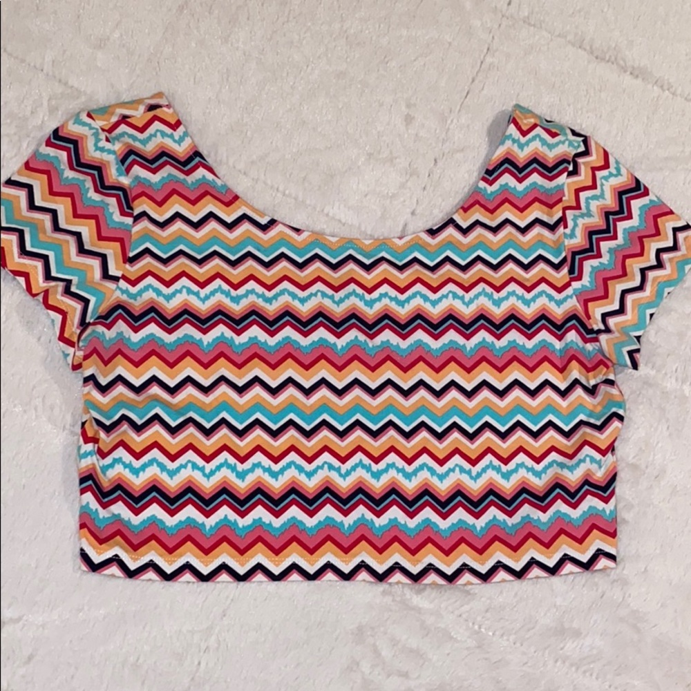 Multicolor Chevron Crop Top